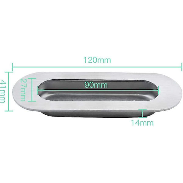 2 kpl Harjattua Ruostumatonta Terästä Uppoasennettavat Soikeat Liukuovet - 120 X 40 Mm