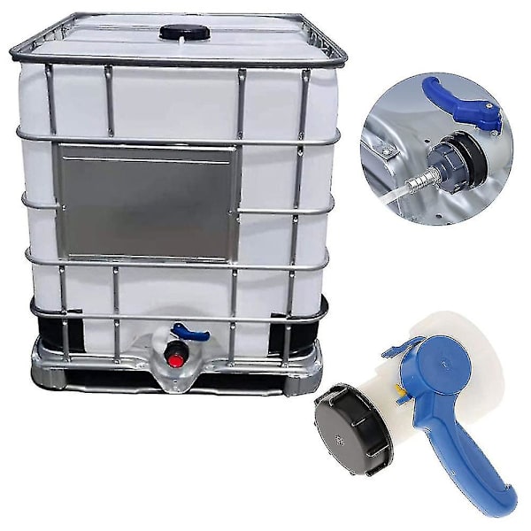 Adapter Dräneringsadapter Tote Tank Adapter Fjärilsventil Växel för Vattenbehållare (blå 1 st)