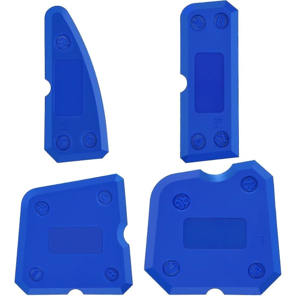 4 stykker silikon fugeverktøysett skjøteutjevningssett for silikonforsegling fugemasse (blå)