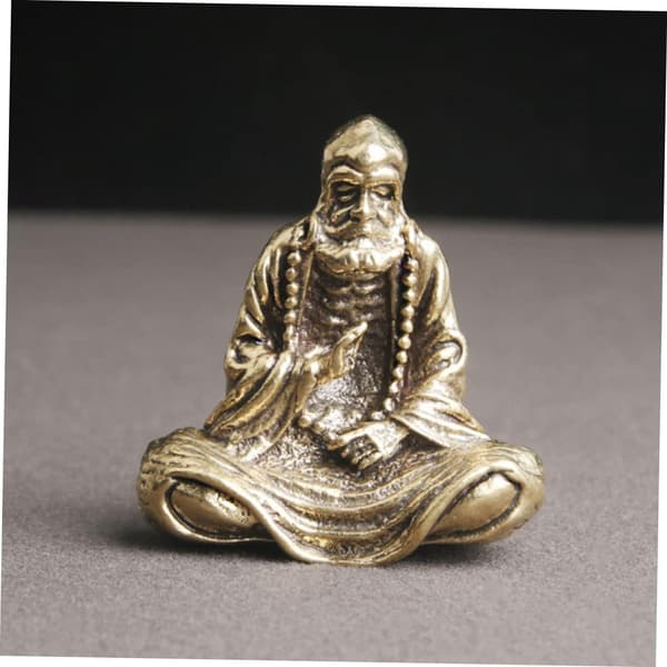 Mässing Bodhidharma Staty Unik Buddhafigur för Heminredning