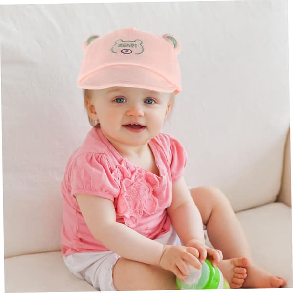 Søt lue for gutter og jenter, baseballcaps, solbeskyttende stråhatt for jenter, gutter, nyfødte, rosa
