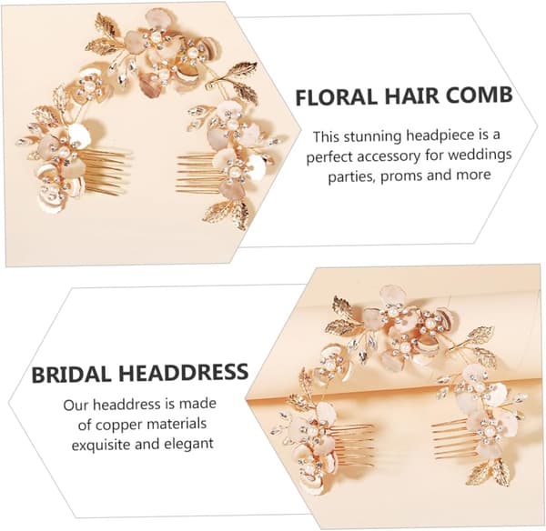 Perle- og Rhinestone-tiara Brudehårbåndskam Bryllupshårtilbehør Blomsterdesign for kvinner Brudehodeplagg