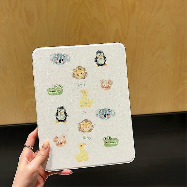 Egnet for roterende dyretransparent etui med pennholder for iPad 7 8. 9. 10. generasjon 10.2 deksel for iPad Pro 11 10.5 Air Mini 6 nettbrett Ca iPad Air 3
