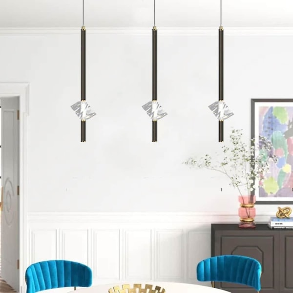 20cm LED-pendellampe, enkelt design, krystall, kobber, messing, nordisk