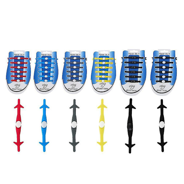 1 Sett med 12 stk Kreative Sko Lisser uten Knuter - Silikon Elastisk Stropp