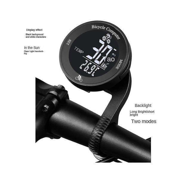 Trådlös cykelcomputer Vattentät Bergscykel Odometer Multifunktionell LCD-skärm Cykling Spe-yuhao