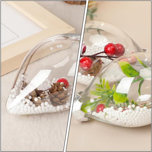 8 stk. DIY plastikbolde til juletræspynt, fyldbare julekugler og julefrokostpynt