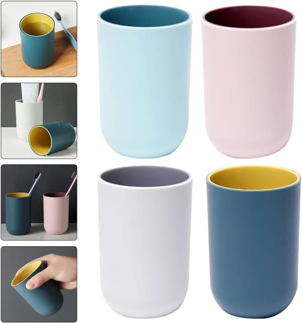 4st Tandborstmugg Enkel Tandborstmugg Lättvikt Slitstark TPR Pp Material Säker Mugg
