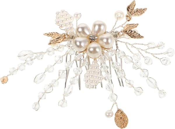 Elegant perleblomst hårkam for brud håndlaget brudehodeplagg tilbehør holdbart