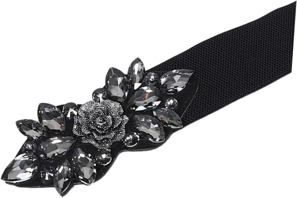 Elegant Rhinestone Bred Elastisk Taljebælte til Kvinder Strækbart Sort Korset Taljeformer