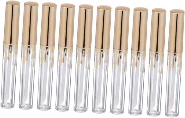 10 st underförpackning läppglansflaska tomma läpprör balsam underförpackningsbehållare cylindriska glansrör i bulk