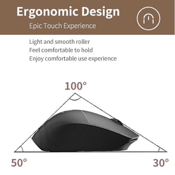 Tyst USB-trådlös mus 1600dpi Optisk Ergonomisk