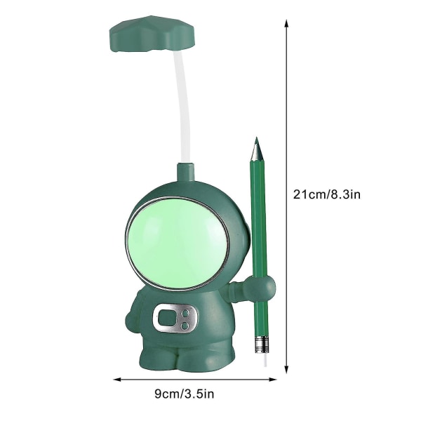 Sød LED Skrivebordslampe Til Hjemmekontor, Astronaut Bordlampe Med Blyantsholder