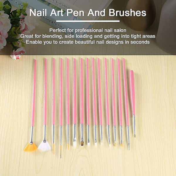15 stk. Kosmetiske Neglekunst Polish Maling Tegne Pensel