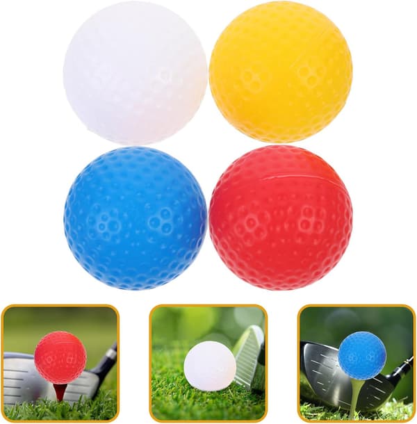16 stk. hule golfbolde i plast – 4 hvide, 4 gule, 4 blå, 4 røde – Slidstærke
