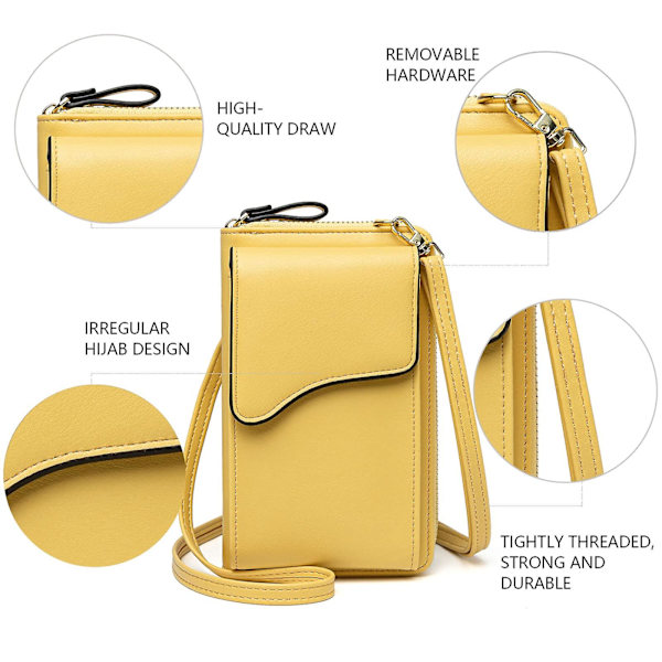 Lille Læder Skuldertaske, Crossbody Taske Mobil Tegnebog Tegnebog Damer Letvægts Crossbody Taske Yellow