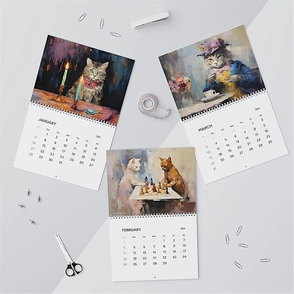 2024 Kalender, rolig väggkalender, söta kalendrar kontor hem djur 11 x 8,5 tum