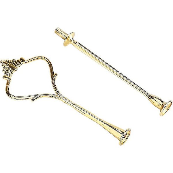 2-etagers Cupcake Bakke Stativ Krone Håndtag Hardware Frugt Plade Beslag (guld)