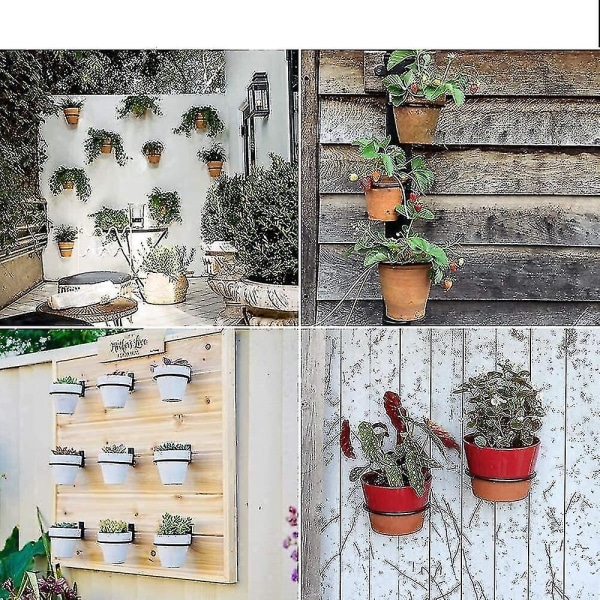 Blomkruka Väggfäste Set 3 - Hängande Järnhållare - Svart - Storlek: 10,2 Cm