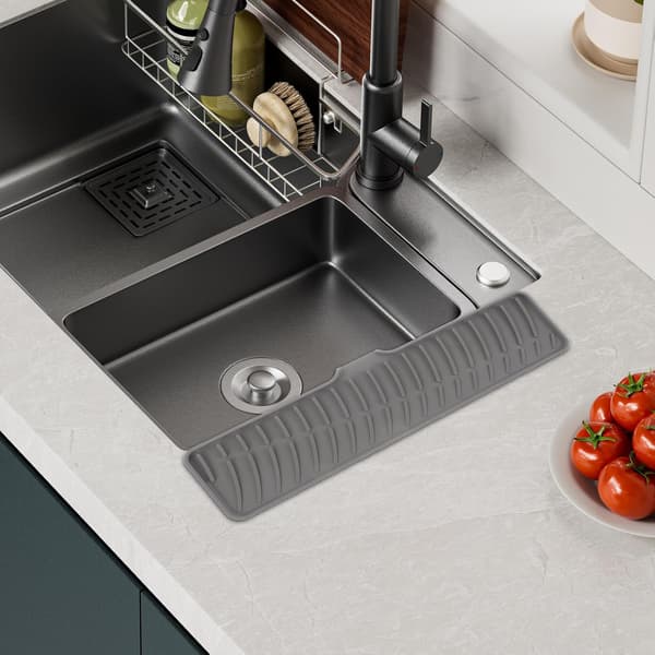 Silikon lang stripe vask dryppfanger dreneringsmatte med skrå design Allsidig løsning