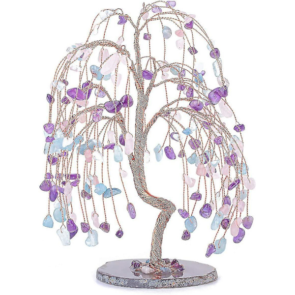 Läkande Kristallträd Ornament Agatbas Gemsten Feng Shui