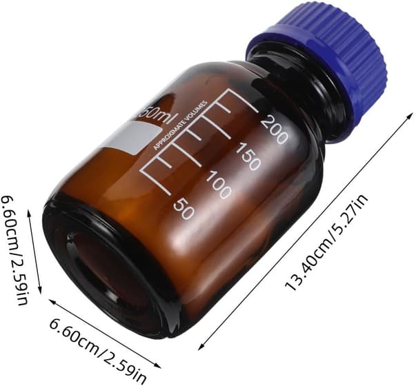 3 st 250 ml bruna glasreagensflaskor med graderade markeringar