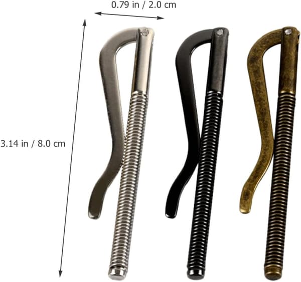 Metallfjäder Pengaklämma Set 3st med Checkförvaringsklämmor för Herrplånböcker Robust Nickel Koppar och Gun Black