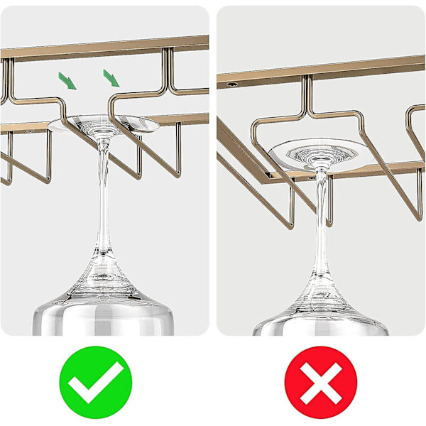 Dekorativ Metal Vin Glas Stativ Til Bar, Køkken, 3 Trins, Under Skab, Rustfrit Stål, Sort (Guld)