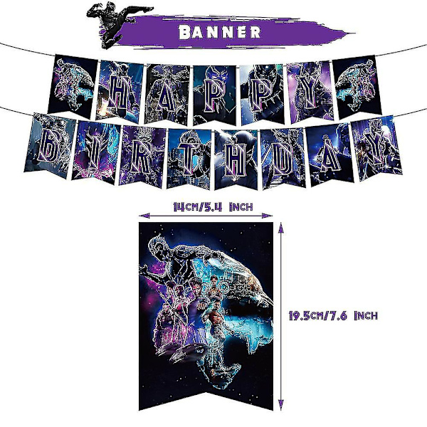 Hjemmedekorasjon Black Panther Temafest Tilbehørsett Ballonger Banner Kake Toppere Dekorasjoner