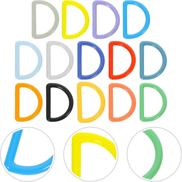 32PCS 20mm Nylon Plast D-ringar Multifunktionella D-spännen Blandade Färger för Bagageremmar