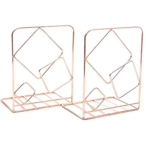 2pcs Square Metal Desktop Bookends Book Ends Support Stand Holder Shelf Bookrack|