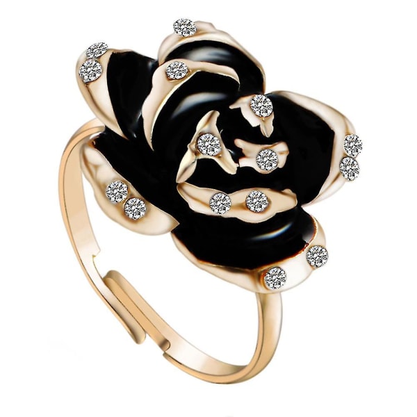 Kvinnor öppna ringar koreansk stil Rose Flower Legering Crystal Floral Finger Ring Smycken