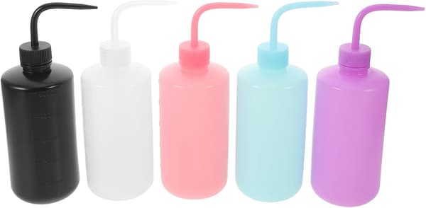 5 stk 500 ml øyenvippevaskeflasker med buet munnstykke