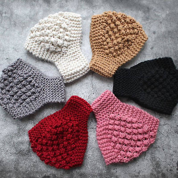 Hodebånd for kvinner, vinterstrikket, fuzzyfôret, ørevarmer Pink