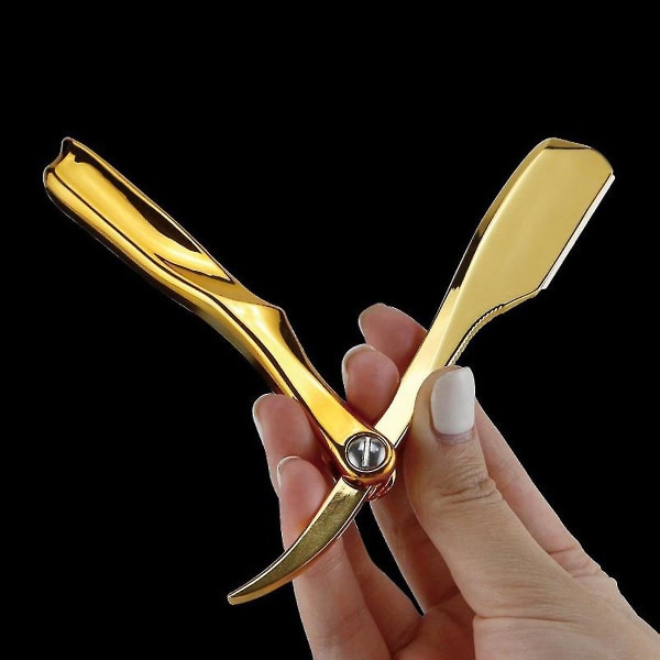 Klassisk guldskægbarberkniv, gammeldags manuel barbermaskine Barbersalon Barbering Barbering Ansigtsbryn