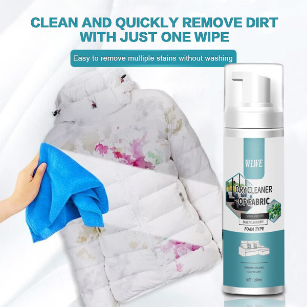 200 ml madras pletfjerner No-wash Cleaner Højrengørende skumopvaskemiddel til skånsom pletfjernelse på uldstoffer