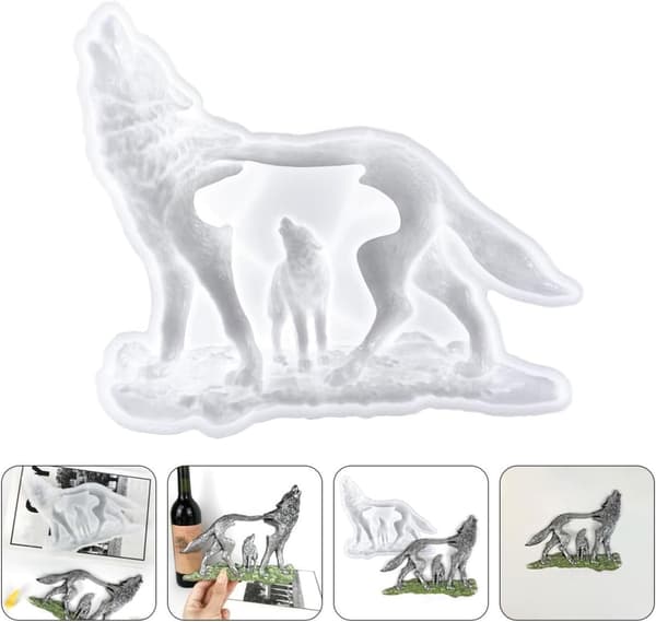 3D Ulv Silikoneform til Harpiks Håndværk Fleksibel DIY Epoxy Harpiks Ulveformet Form