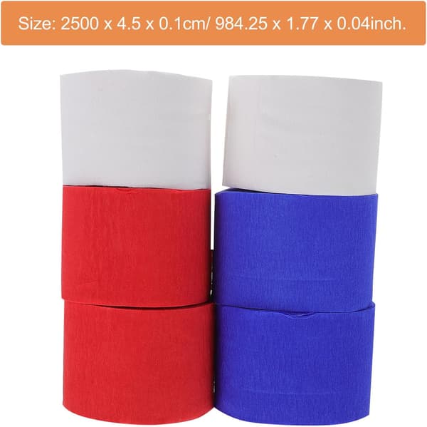 6 st kräpppappersrulle feststreamer streamer papper målningsbar vikbar vit röd