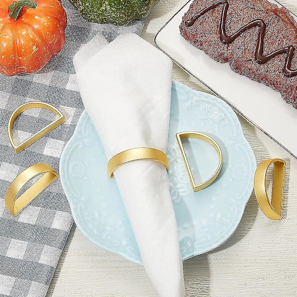 10 stk. Guld Servietringe Metal Servietringholdere Moderne Design Ringholder