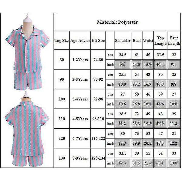 Børne Drenge Ken Kostume Strand Casual Outfits Stribede Skjorter Shorts Bukser Sæt Fancy Up 1-2 Years