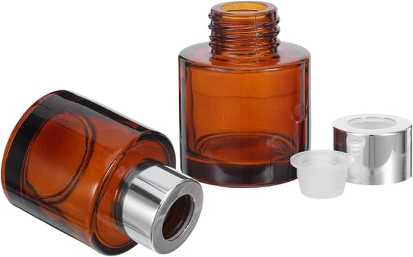2 stk 50 ml glass aromaterapi diffuserflasker, sylindriske påfyllbare eterisk olje krukker i rav