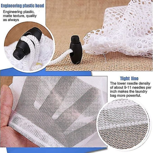 Mesh Vaskerompose 3-pakke Stor Vaskemaskin Hvit Pose