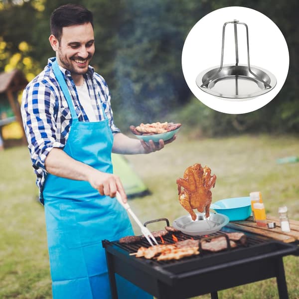 Grillkyllingstativ Bærbart Campinggrillstativ Rustfrit Stål Multifunktionelt