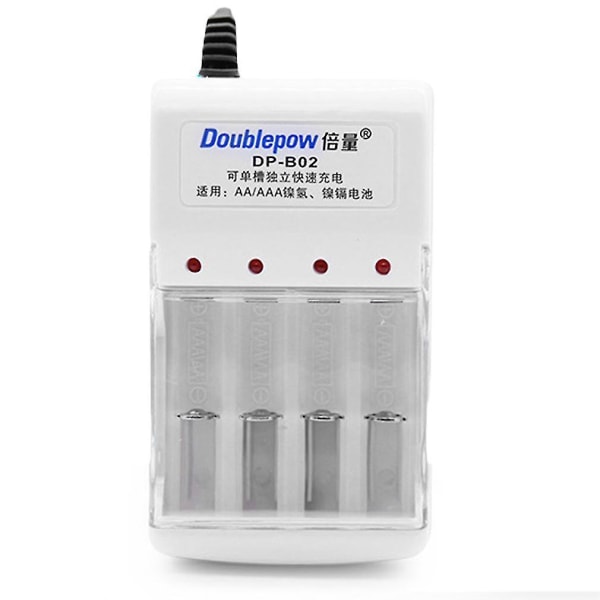 Praktisk 4-spor batterilader for AA, AAA og Li-ion batterier