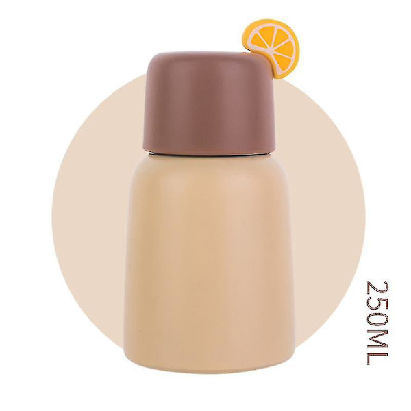 250 ml:n 304 Ruostumattomasta Teräksestä Valmistettu Kupi Hedelmäkoristeella Kannettava Tyttöjen Vedenpullo Kotikeittiö Juomapullo (Keltainen)
