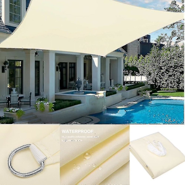 4 x 4 Metrin Vedenkestävä Auringonsuojakanka Outdoor Awnings Puutarhaan Pihalle Purje Uima-altaalle Patio Auringonsuoja-yuhao Beige White