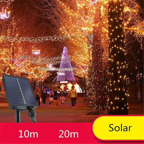 Solcelled Julelysstreng 20m 10m Udendørs Julepynt