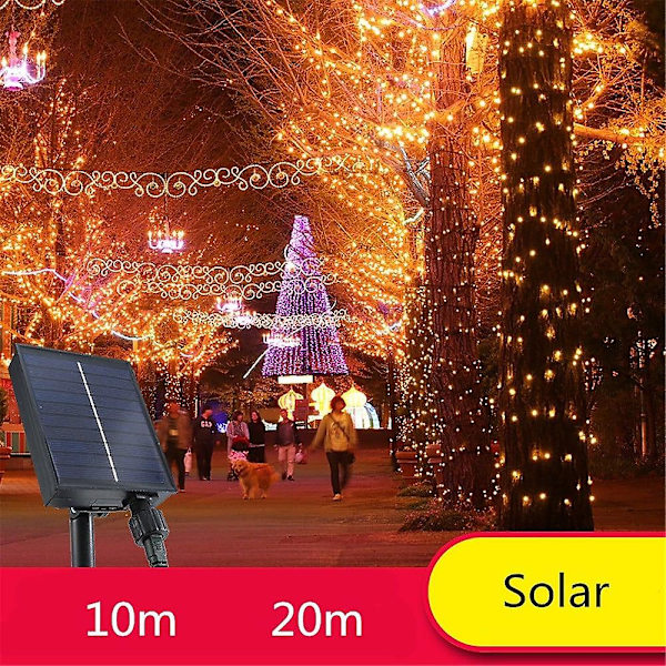 Solcellsdrivna Stringlysen 20m 10m Utomhus Juldekorationer