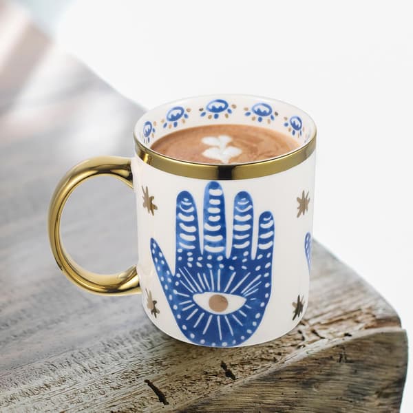 Delikat vattenkopp Keramisk kaffekopp Dekorativ mugg Blå platt bas Robust modestil