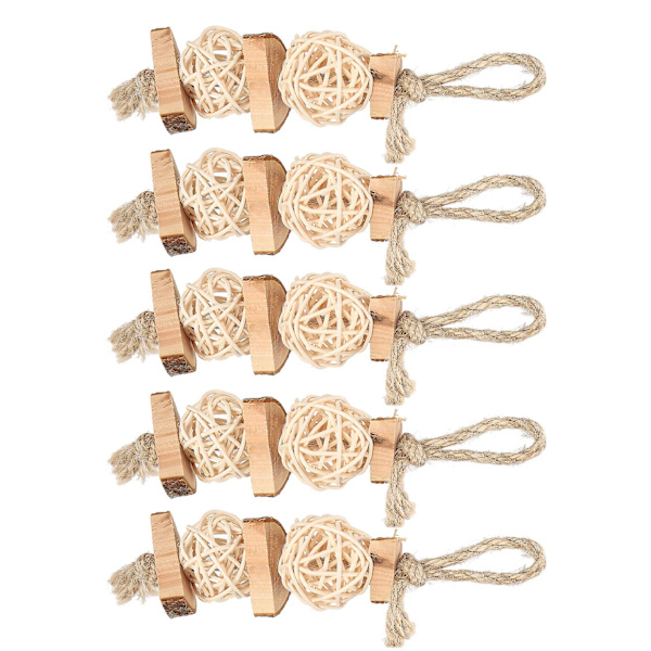 Hamster Legetøj - Æbletræ Bidt Rattan Bold med Slibereb og Snorelegetøj 2pcs